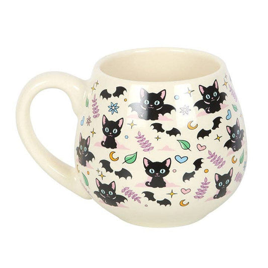 Cute and Creepy Black Cat Print Rounded Mug - The Wandering Satchel