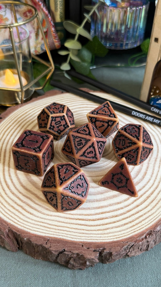 Giant Castle Dice 7 Piece Acrylic Poly Dice Set - The Wandering Satchel