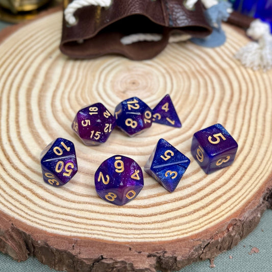 Glitter Double Colours 7 Piece Poly Dice Set - The Wandering Satchel