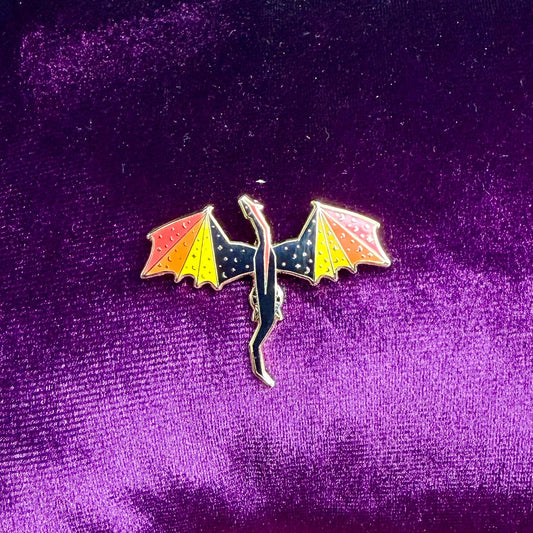 Orange and Black Dragon Enamel Pin - The Wandering Satchel