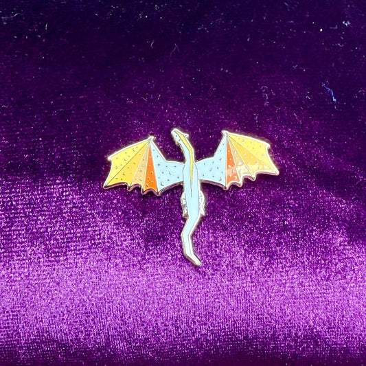 Orange and White Dragon Enamel Pin - The Wandering Satchel
