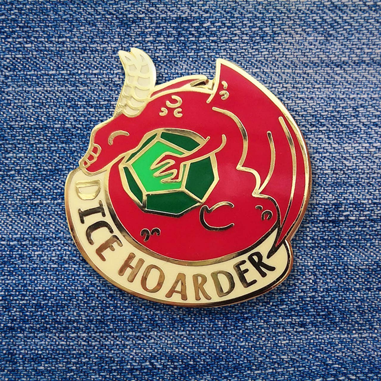 Ruby Covets Emeralds | Dice Hoarder Dragon Hard Enamel Pin (Limited Edition)