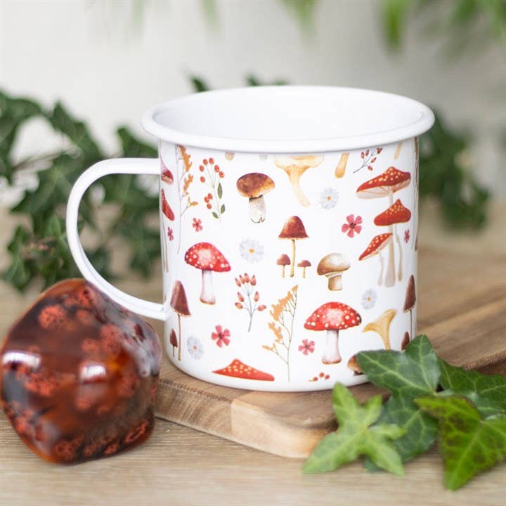 Mushroom Print Enamel Style Mug