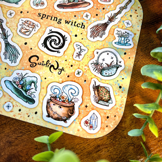 Spring Witch Peach Sticker Sheet