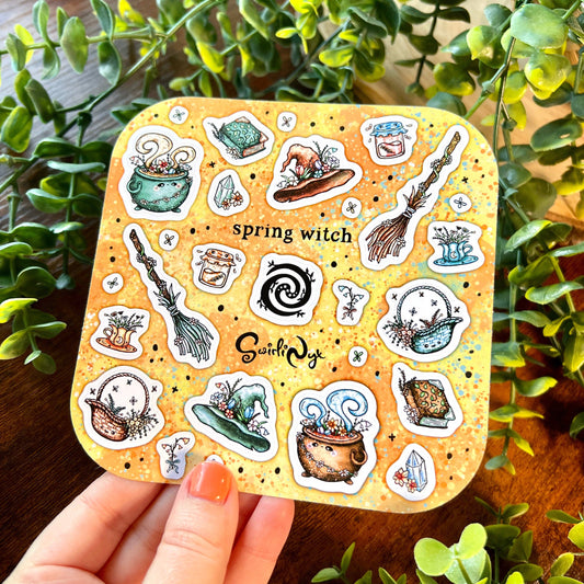 Spring Witch Peach Sticker Sheet