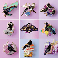 Mushroom Crow Enamel Pin