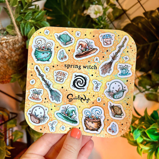 Spring Witch Peach Sticker Sheet