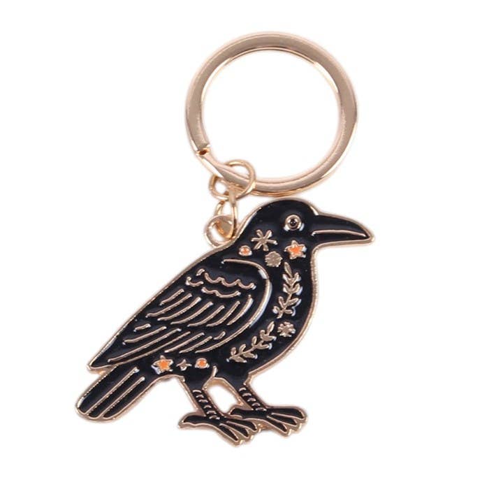 Folk Raven Halloween Keyring