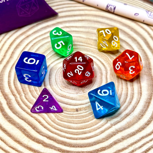 Rainbow Mix 7 Piece Acrylic Dice Set