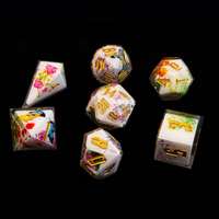 Floral 7 Piece Resin Poly Dice Set