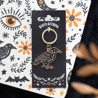 Folk Raven Halloween Keyring