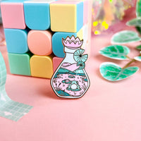 Bottled Frog UV Glow Enamel Pin