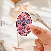 Dragon and sword stained-glass style vinyl sticker