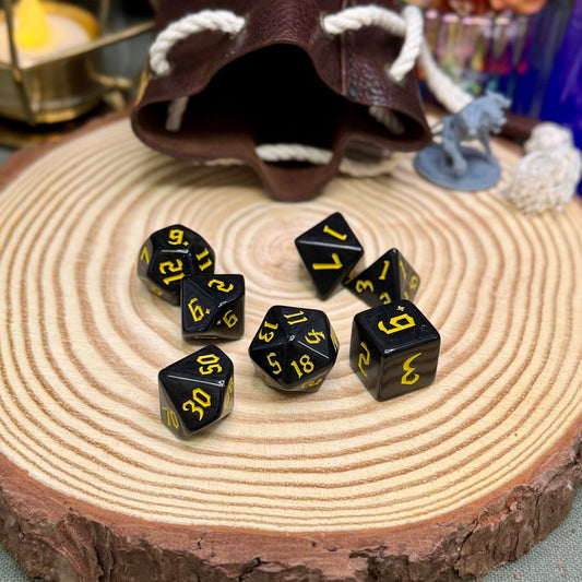 Black Gothic 7 Piece Poly Dice Set - The Wandering Satchel