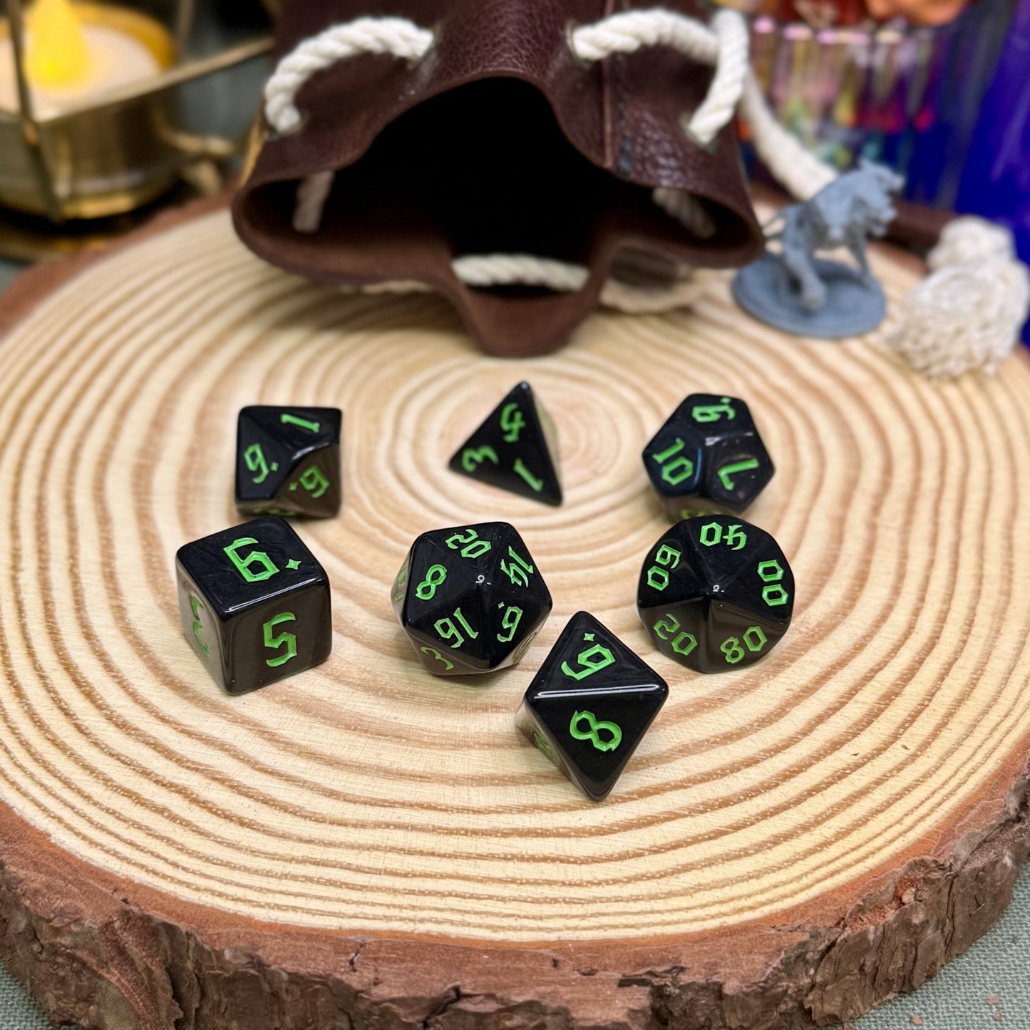 Black Gothic 7 Piece Poly Dice Set - The Wandering Satchel