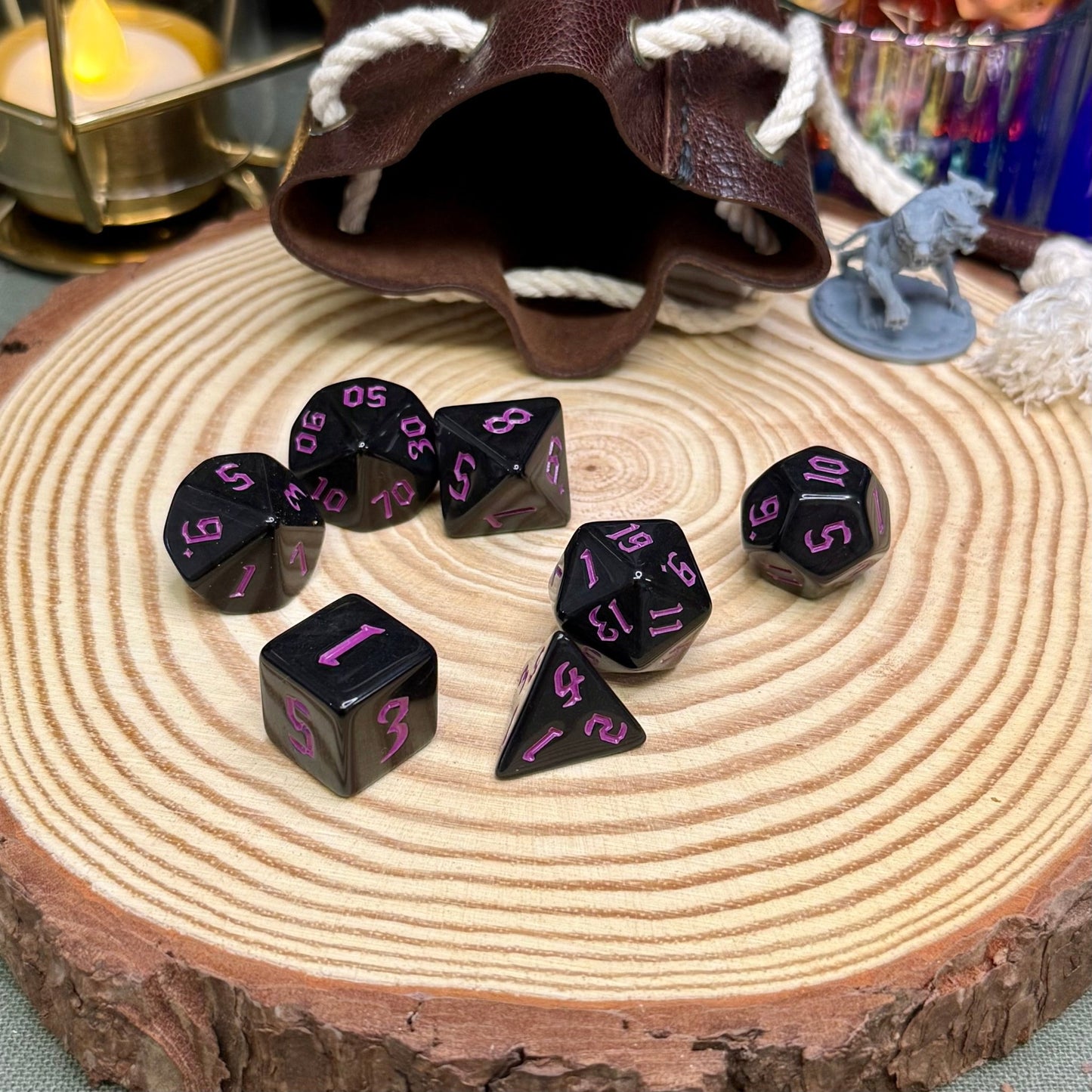 Black Gothic 7 Piece Poly Dice Set - The Wandering Satchel