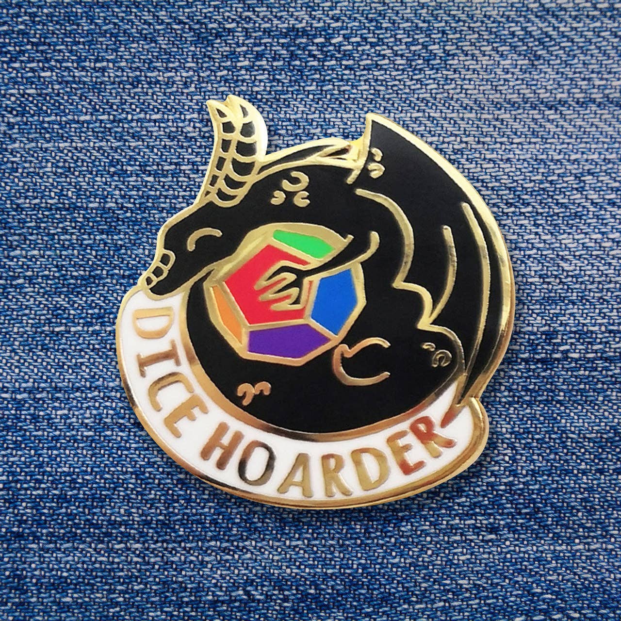 Midnight Rainbow | Dice Hoarder Dragon Hard Enamel Pin (Limited Edition)