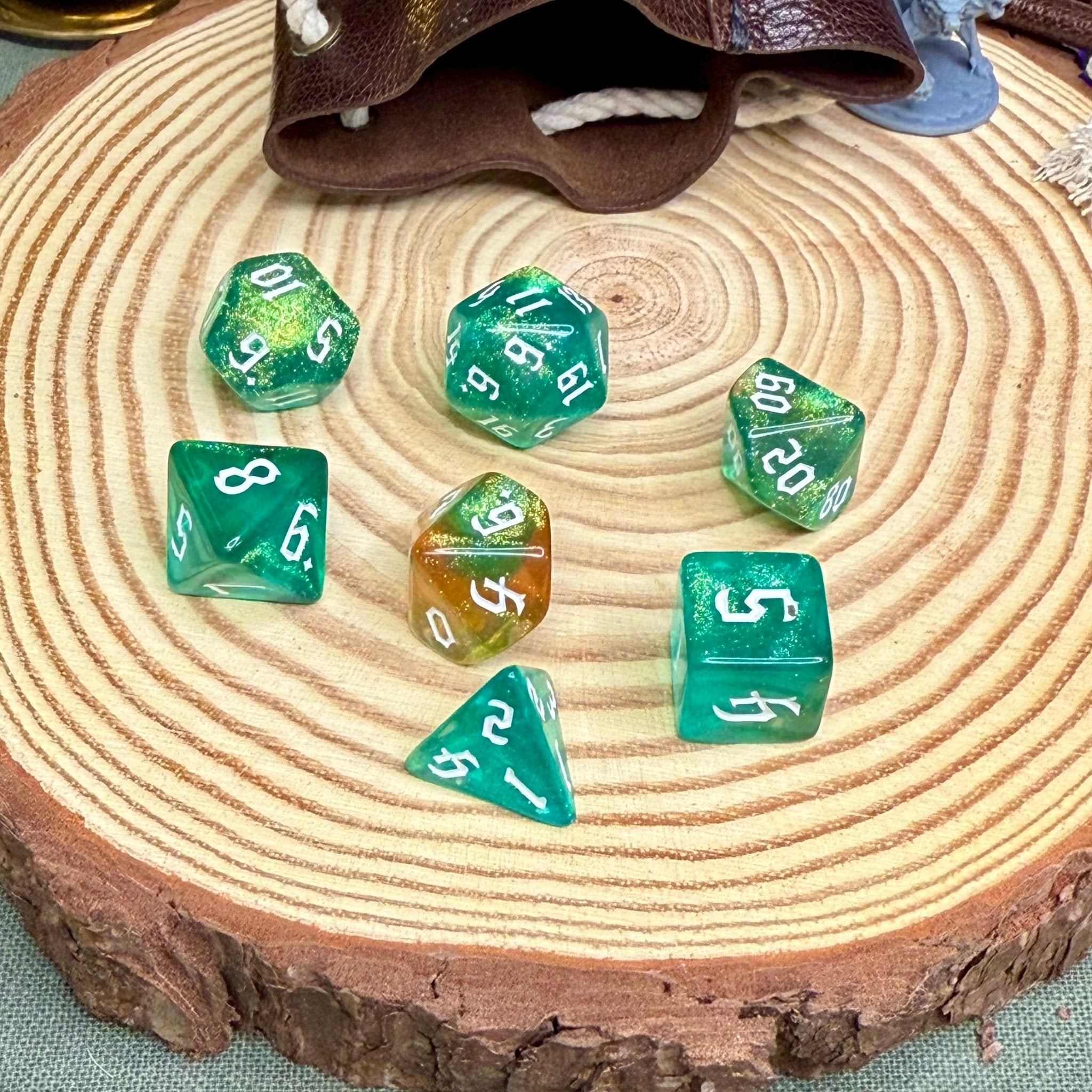 Colourful Pearl Double Colours 7 Piece Poly Dice Set - The Wandering Satchel