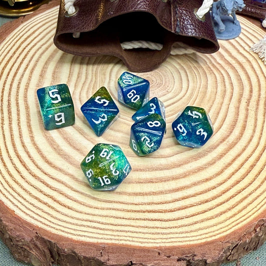Colourful Pearl Double Colours 7 Piece Poly Dice Set - The Wandering Satchel