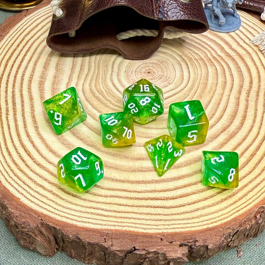 Colourful Pearl Double Colours 7 Piece Poly Dice Set - The Wandering Satchel