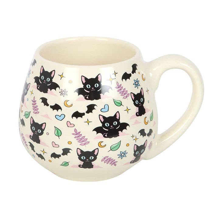 Cute and Creepy Black Cat Print Rounded Mug - The Wandering Satchel