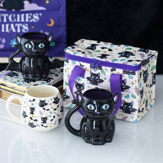 Cute and Creepy Black Cat Print Rounded Mug - The Wandering Satchel