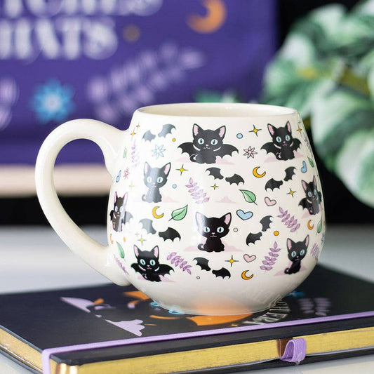 Cute and Creepy Black Cat Print Rounded Mug - The Wandering Satchel