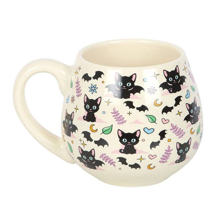 Cute and Creepy Black Cat Print Rounded Mug - The Wandering Satchel