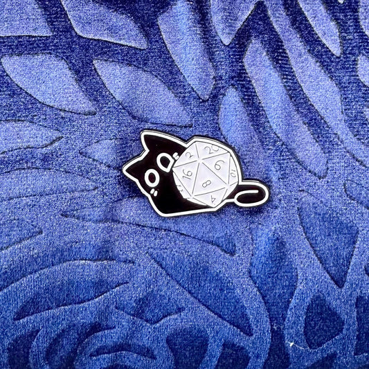 Cute Black Dice Cat Enamel Pins - The Wandering Satchel