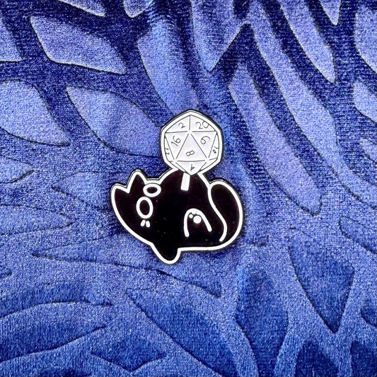 Cute Black Dice Cat Enamel Pins - The Wandering Satchel