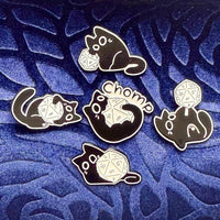 Cute Black Dice Cat Enamel Pins - The Wandering Satchel
