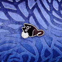 Cute Black Dice Cat Enamel Pins - The Wandering Satchel