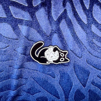Cute Black Dice Cat Enamel Pins - The Wandering Satchel