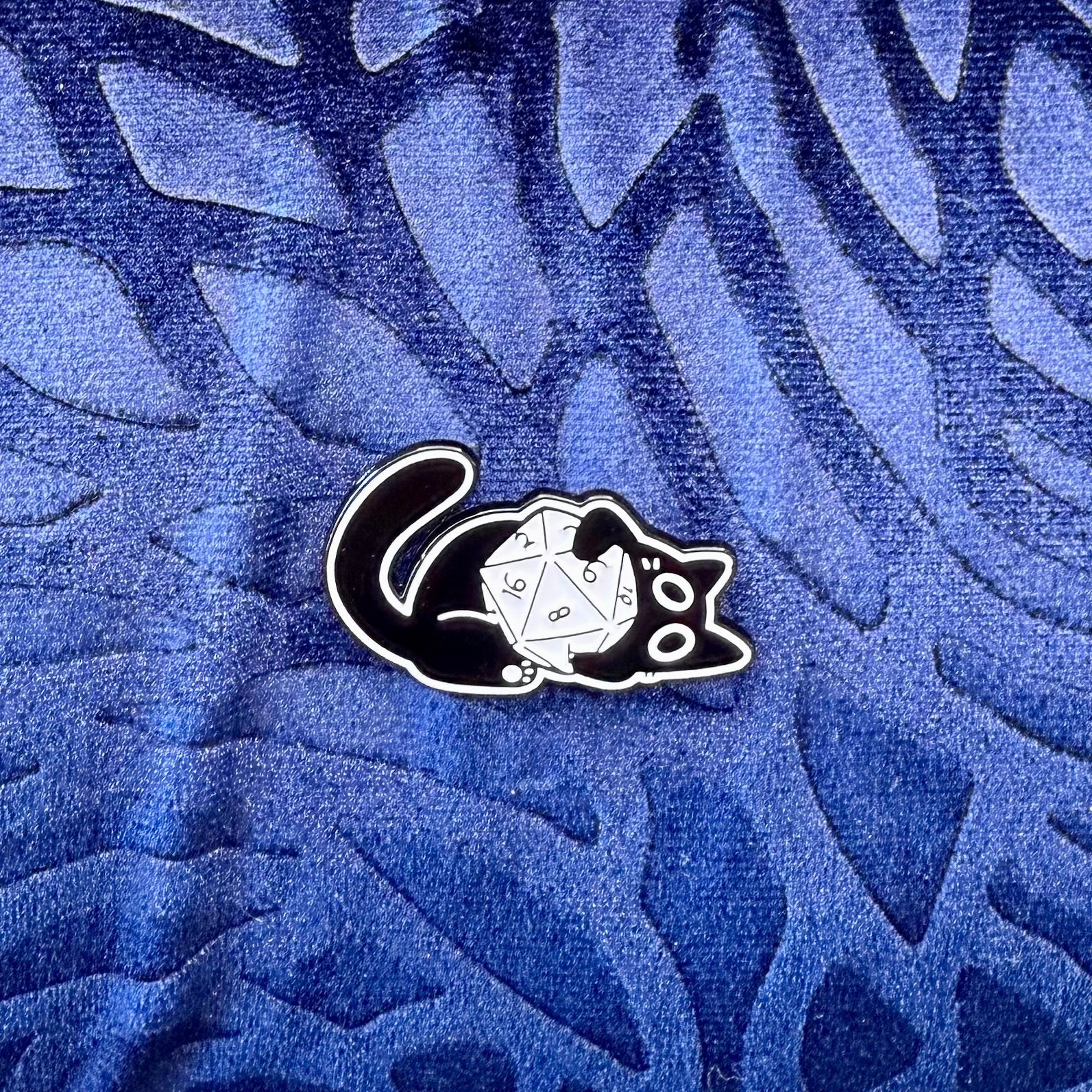 Cute Black Dice Cat Enamel Pins - The Wandering Satchel