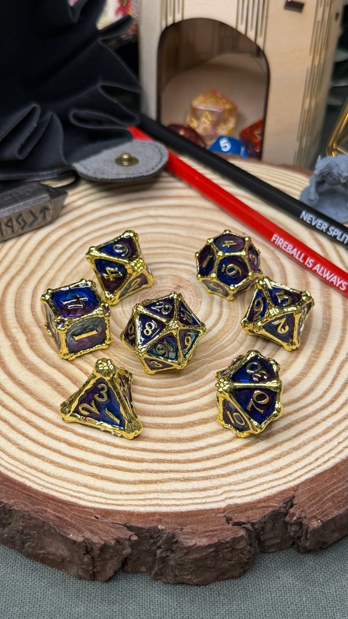 Dragon Bones 7 Piece Metal Poly Dice Set - The Wandering Satchel