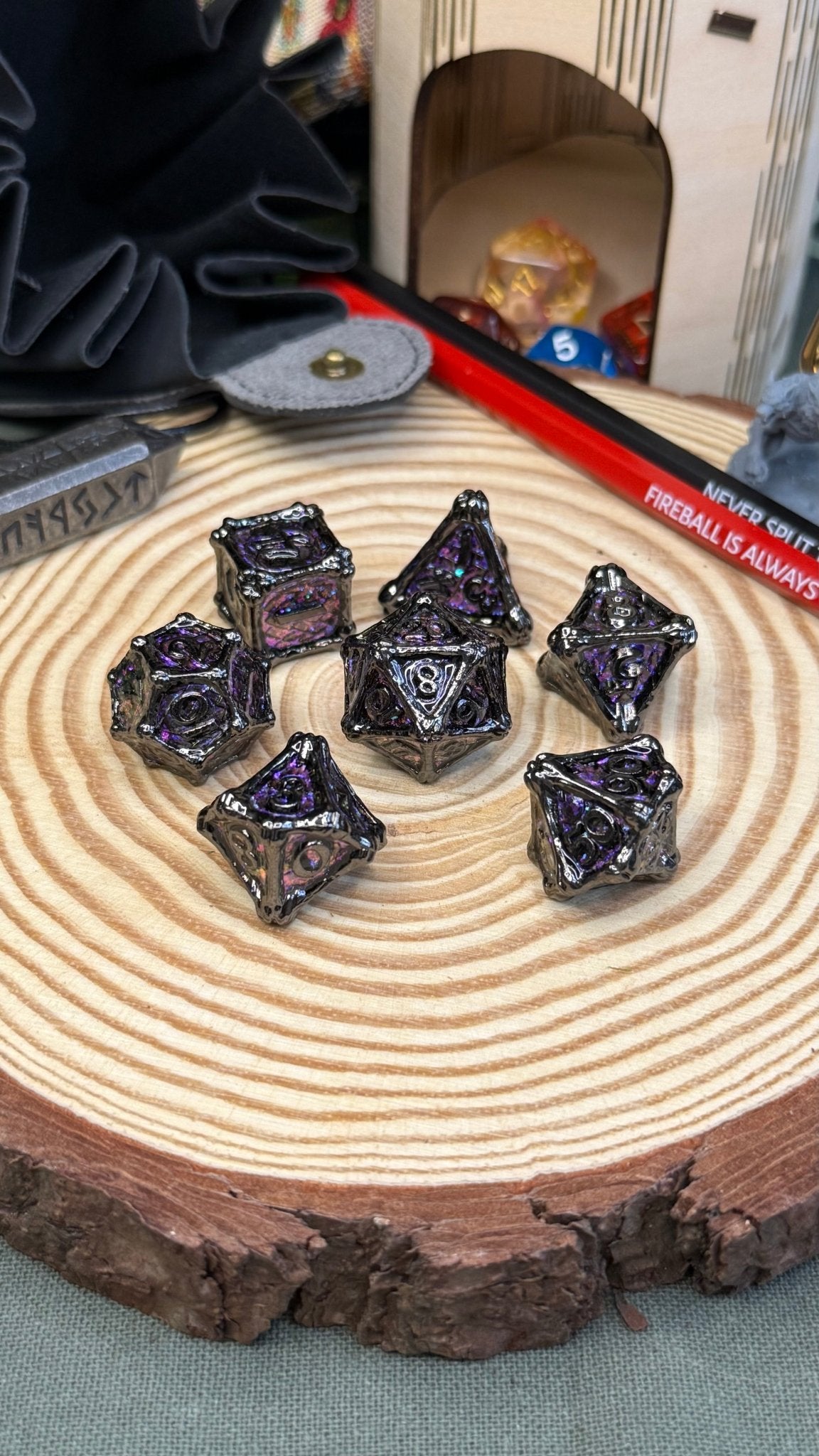 Dragon Bones 7 Piece Metal Poly Dice Set - The Wandering Satchel