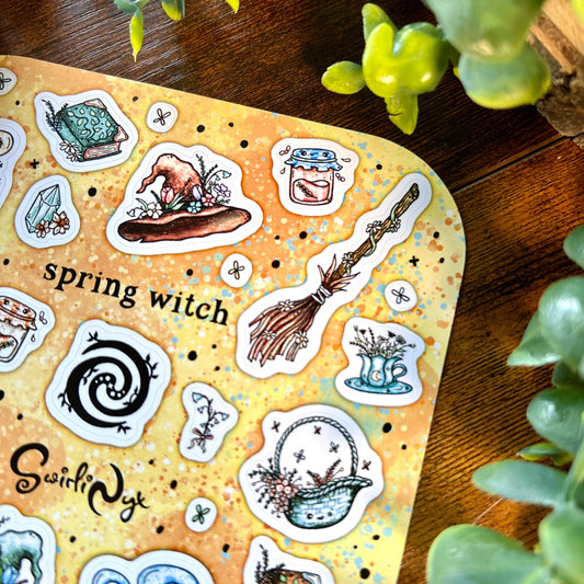 Spring Witch Peach Sticker Sheet