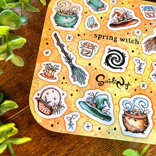 Spring Witch Peach Sticker Sheet