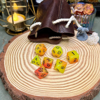 Fluorescent Double Colours 7 Piece Poly Dice Set - The Wandering Satchel
