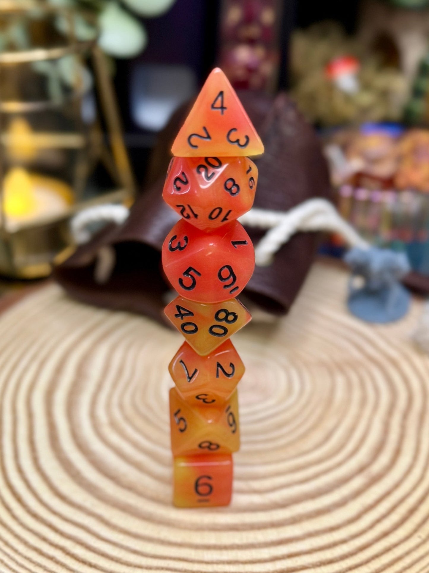 Fluorescent Double Colours 7 Piece Poly Dice Set - The Wandering Satchel