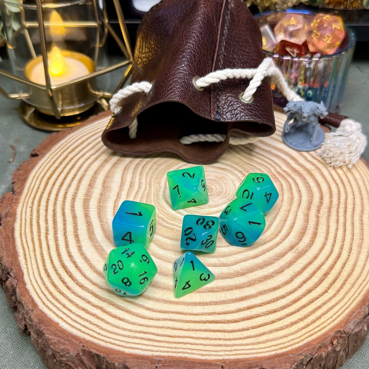 Fluorescent Double Colours 7 Piece Poly Dice Set - The Wandering Satchel