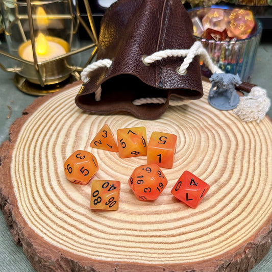 Fluorescent Double Colours 7 Piece Poly Dice Set - The Wandering Satchel