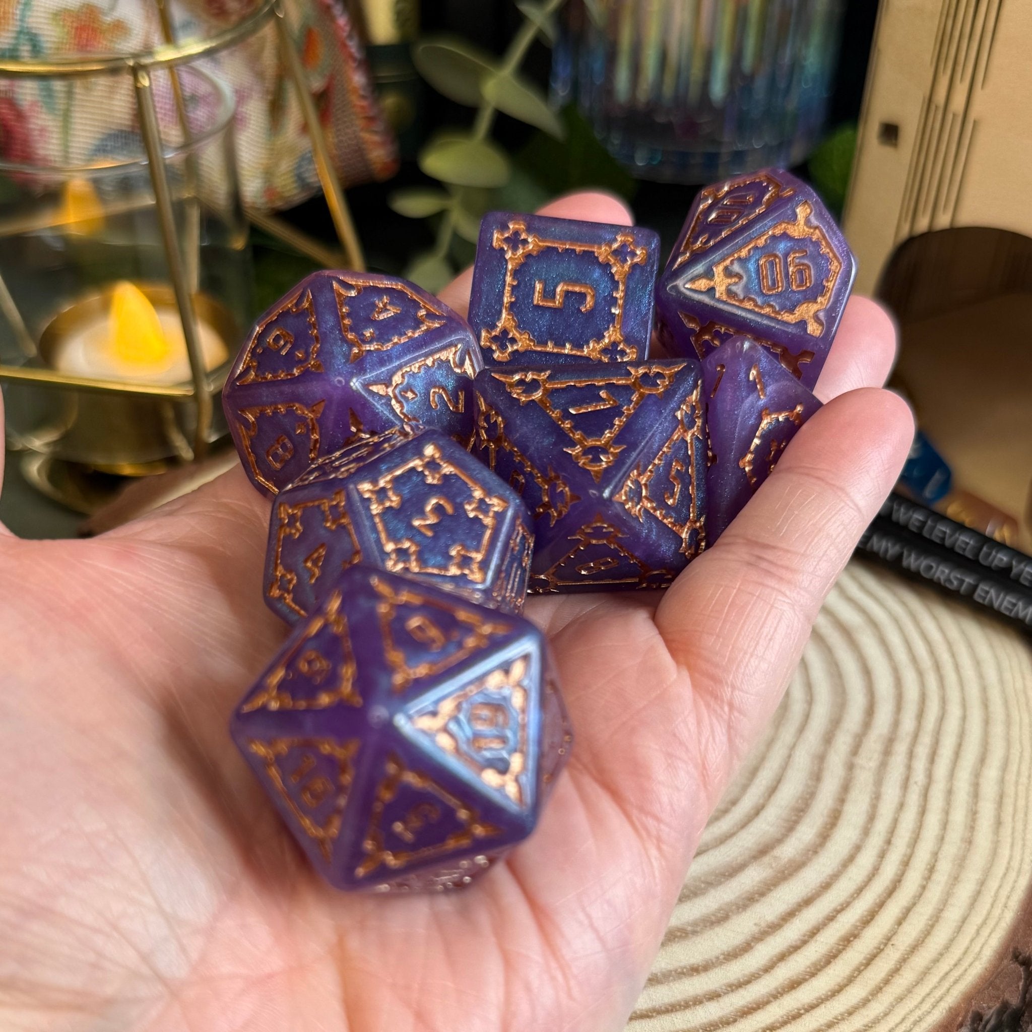 Giant Castle Dice 7 Piece Acrylic Poly Dice Set - The Wandering Satchel