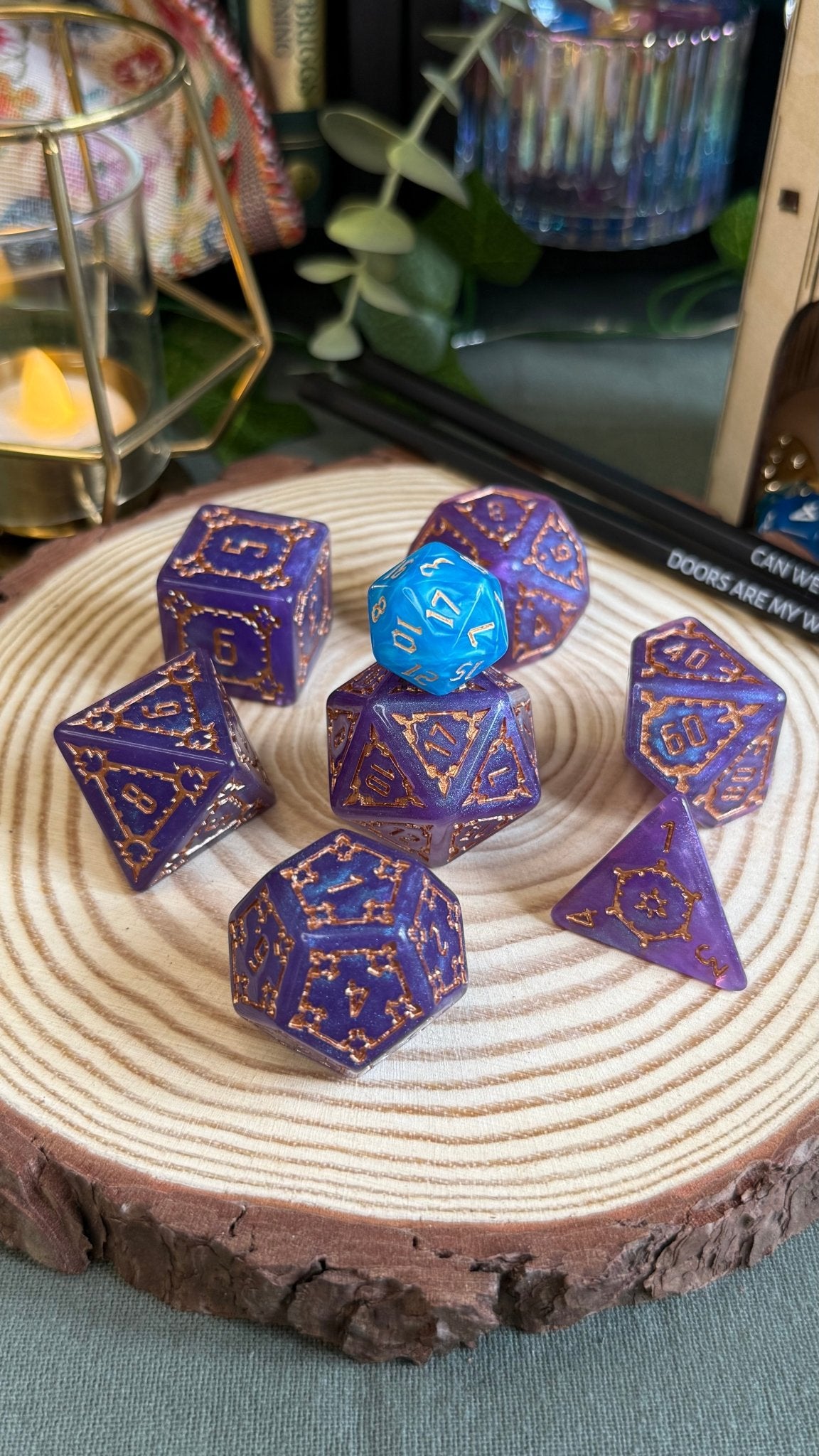 Giant Castle Dice 7 Piece Acrylic Poly Dice Set - The Wandering Satchel