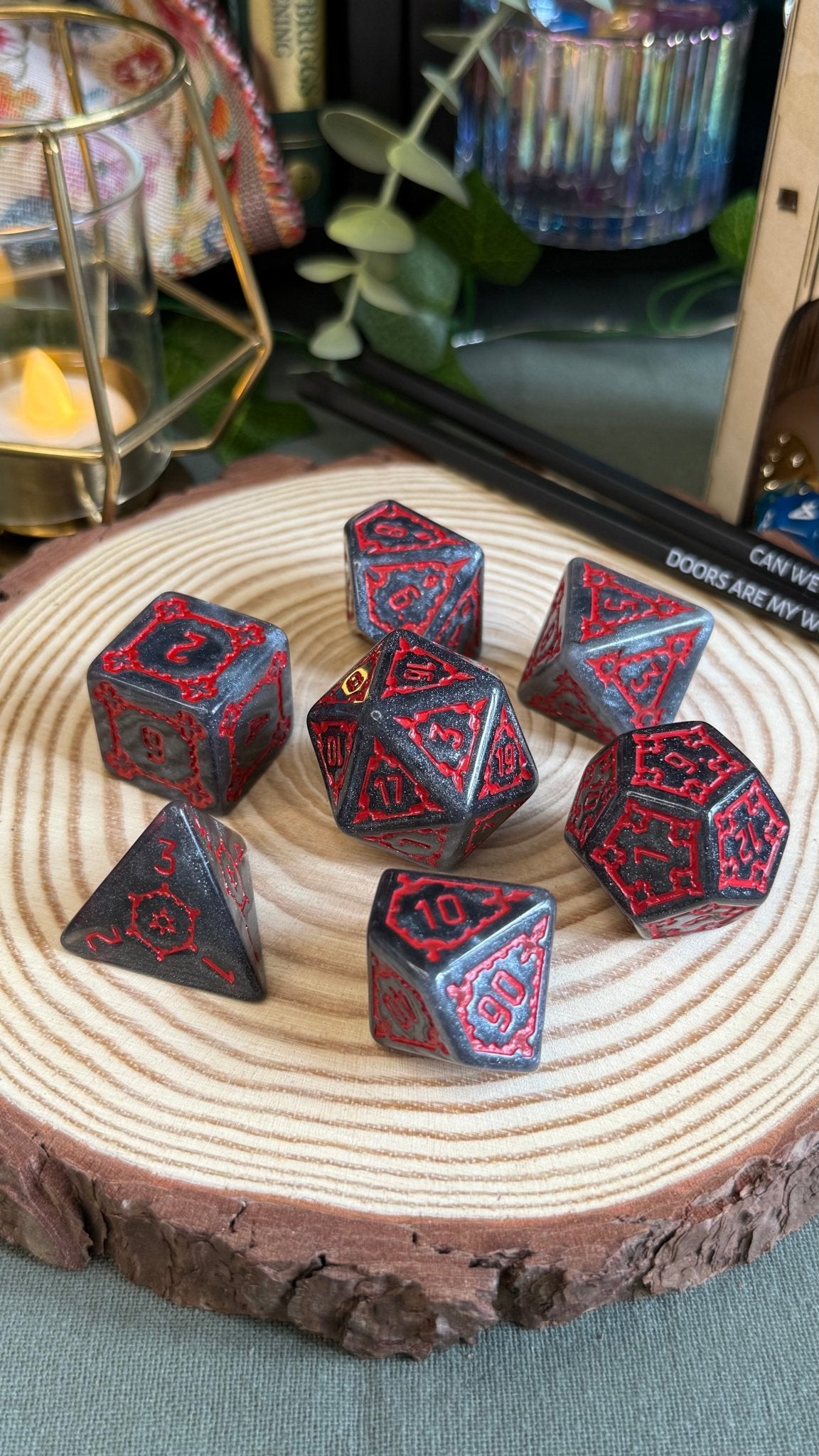 Giant Castle Dice 7 Piece Acrylic Poly Dice Set - The Wandering Satchel