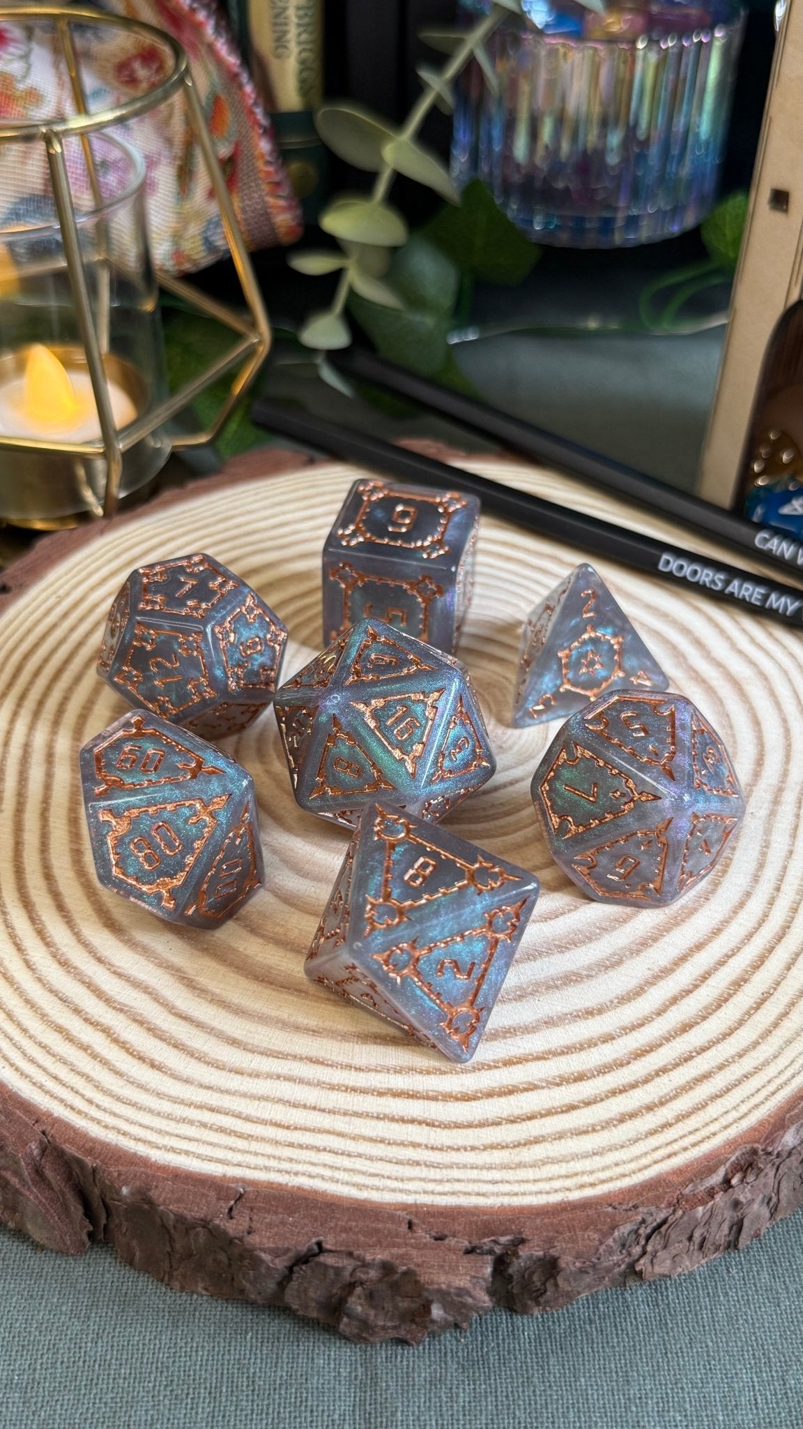 Giant Castle Dice 7 Piece Acrylic Poly Dice Set - The Wandering Satchel