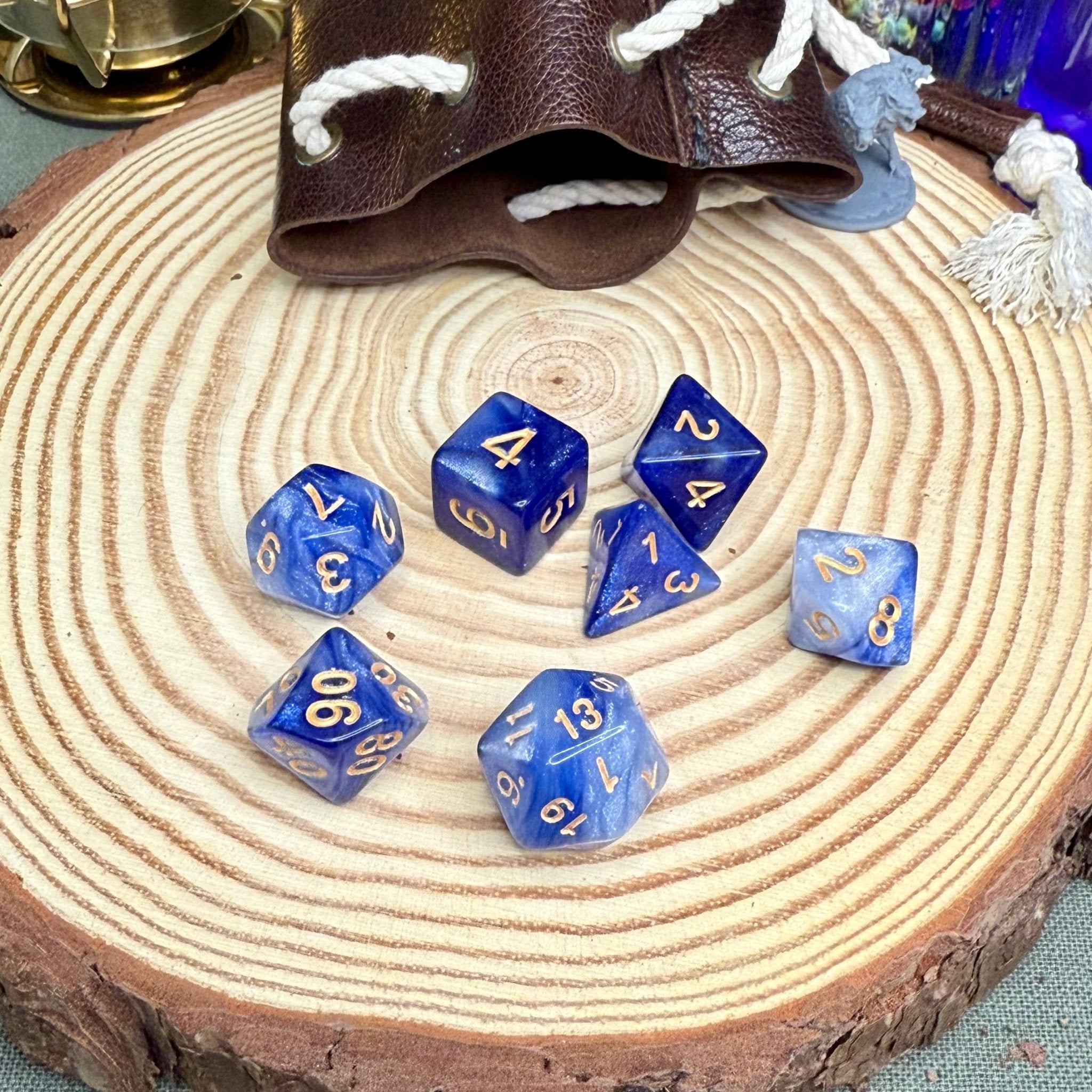 Glitter Double Colours 7 Piece Poly Dice Set - The Wandering Satchel