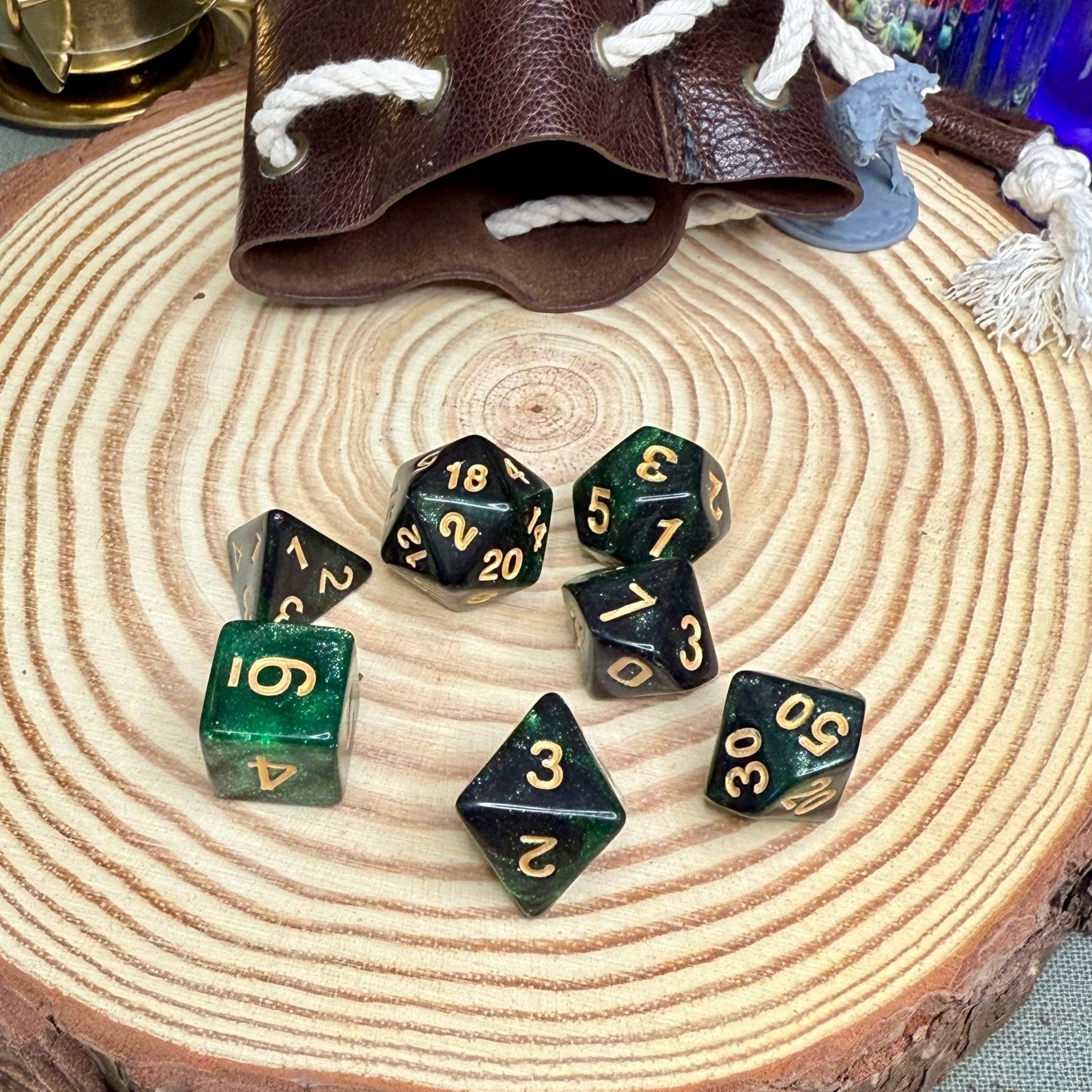 Glitter Double Colours 7 Piece Poly Dice Set - The Wandering Satchel