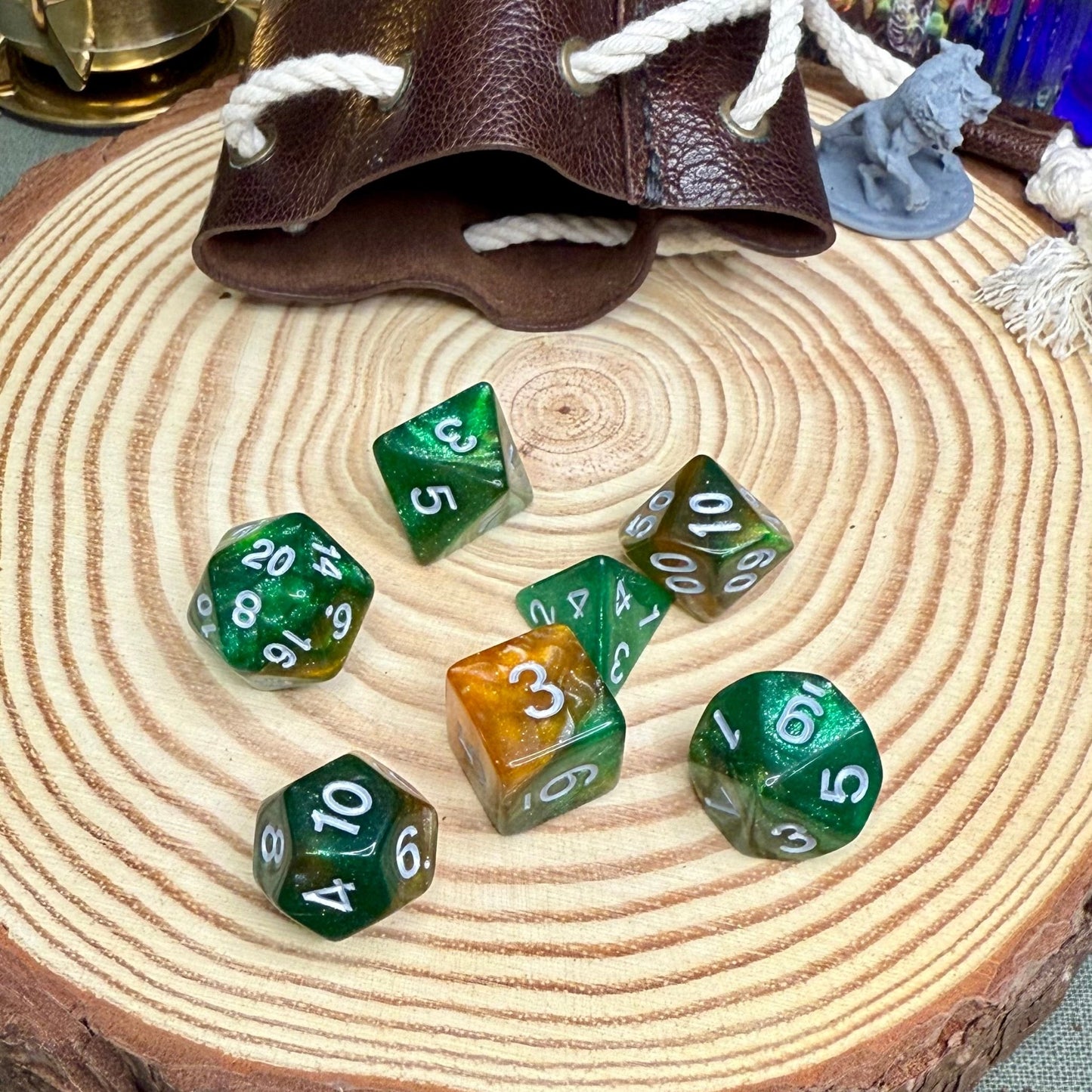 Glitter Double Colours 7 Piece Poly Dice Set - The Wandering Satchel