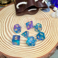 Glitter Double Colours 7 Piece Poly Dice Set - The Wandering Satchel